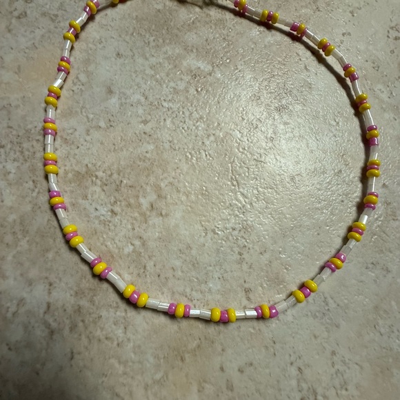 Handmade Other - Vibrant Pink and Yellow Beaded Necklace